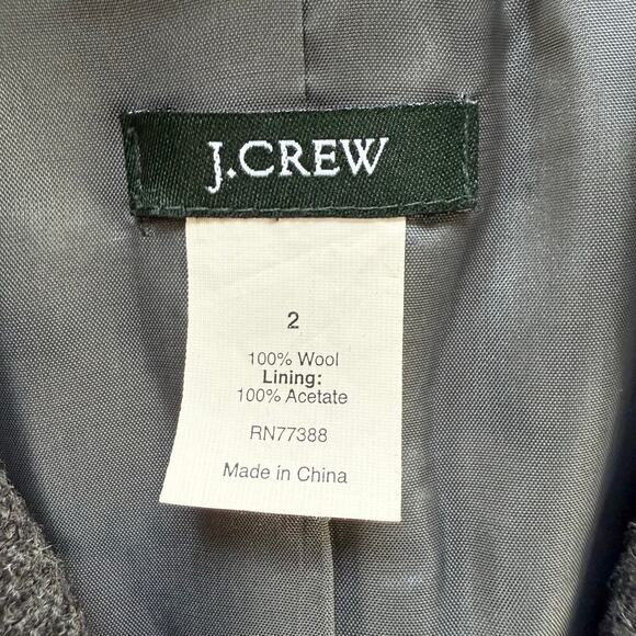 J.Crew 100% Wool 2-Button Blazer Jacket Charcoal Gray with Black Piping, Size 2 - Picture 3 of 9